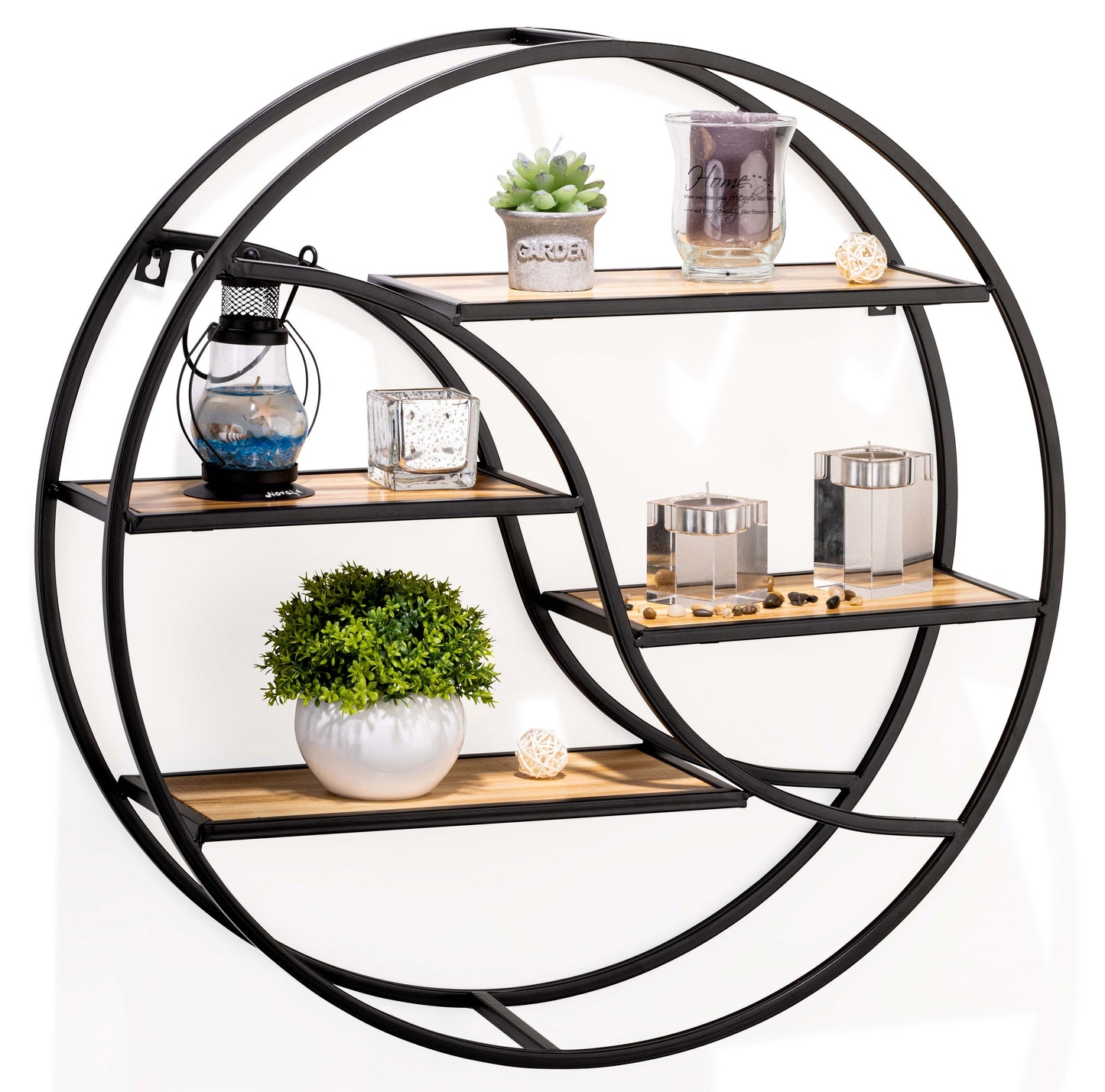 Coradoma® Wandregal Rund/Metall - Hängeregal für Wohnzimmer 56x14cm Moderne Dekoration