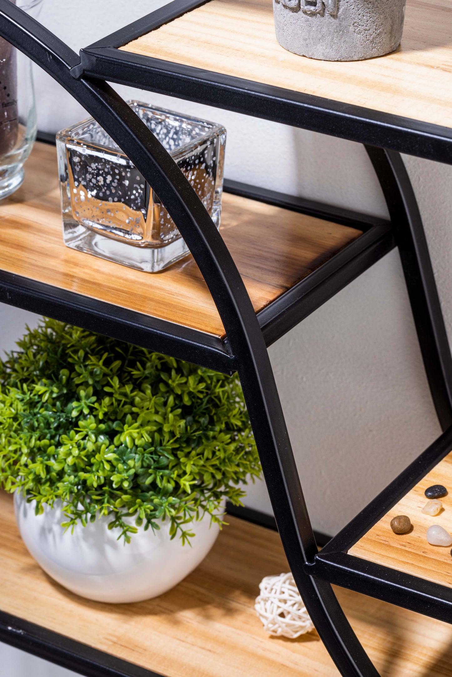 Coradoma® Wandregal Rund/Metall - Hängeregal für Wohnzimmer 56x14cm Moderne Dekoration