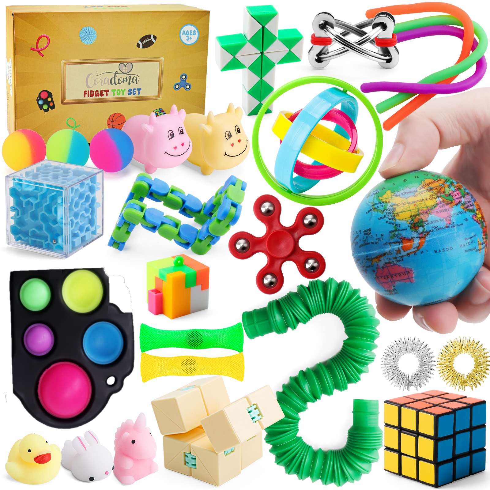 anti stress spielzeug kinder Coradoma® Fidget Toys Set 27 Stück Anti Stress Spielzeug Sensorik | Ge