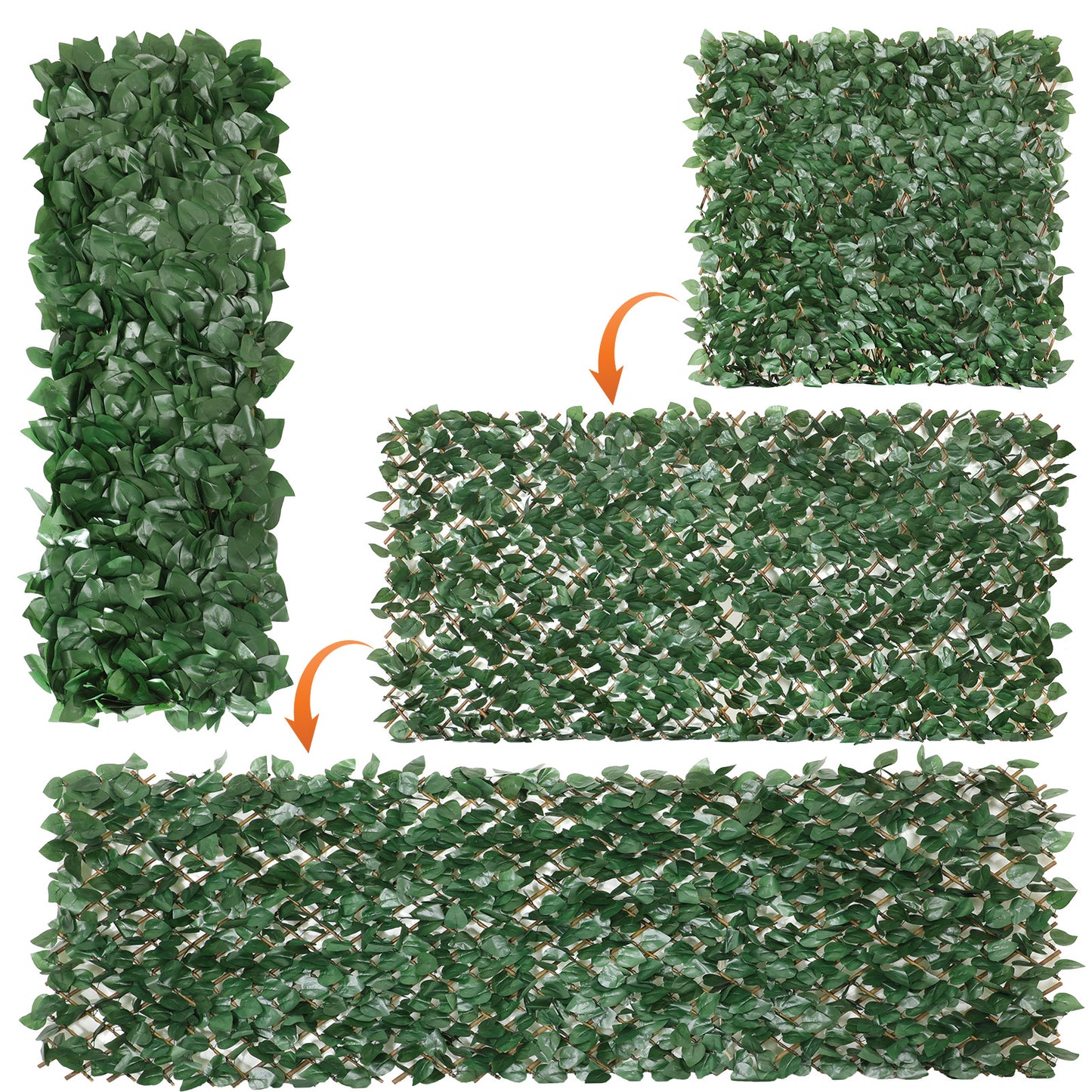 Coradoma® Gitterzaun aus Weide mit künstlichem Blattwerk – 100x200cm ausziehbarer Sichtschutz Deko