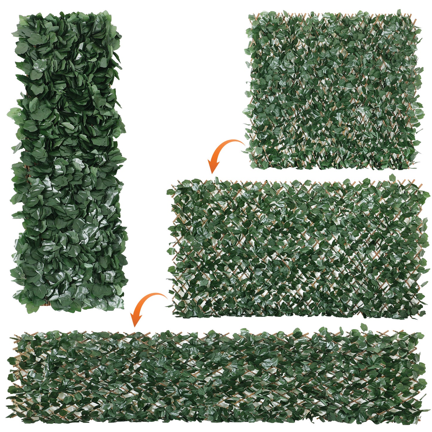 Coradoma® Gitterzaun aus Weide mit künstlichem Blattwerk – 100x200cm ausziehbarer Sichtschutz Deko