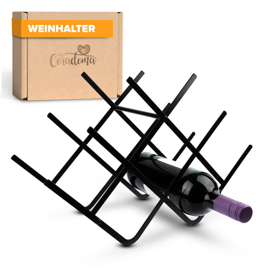 Coradoma® Weinregal Schwarz/Metall für 8 Flaschen Wein und Getränke