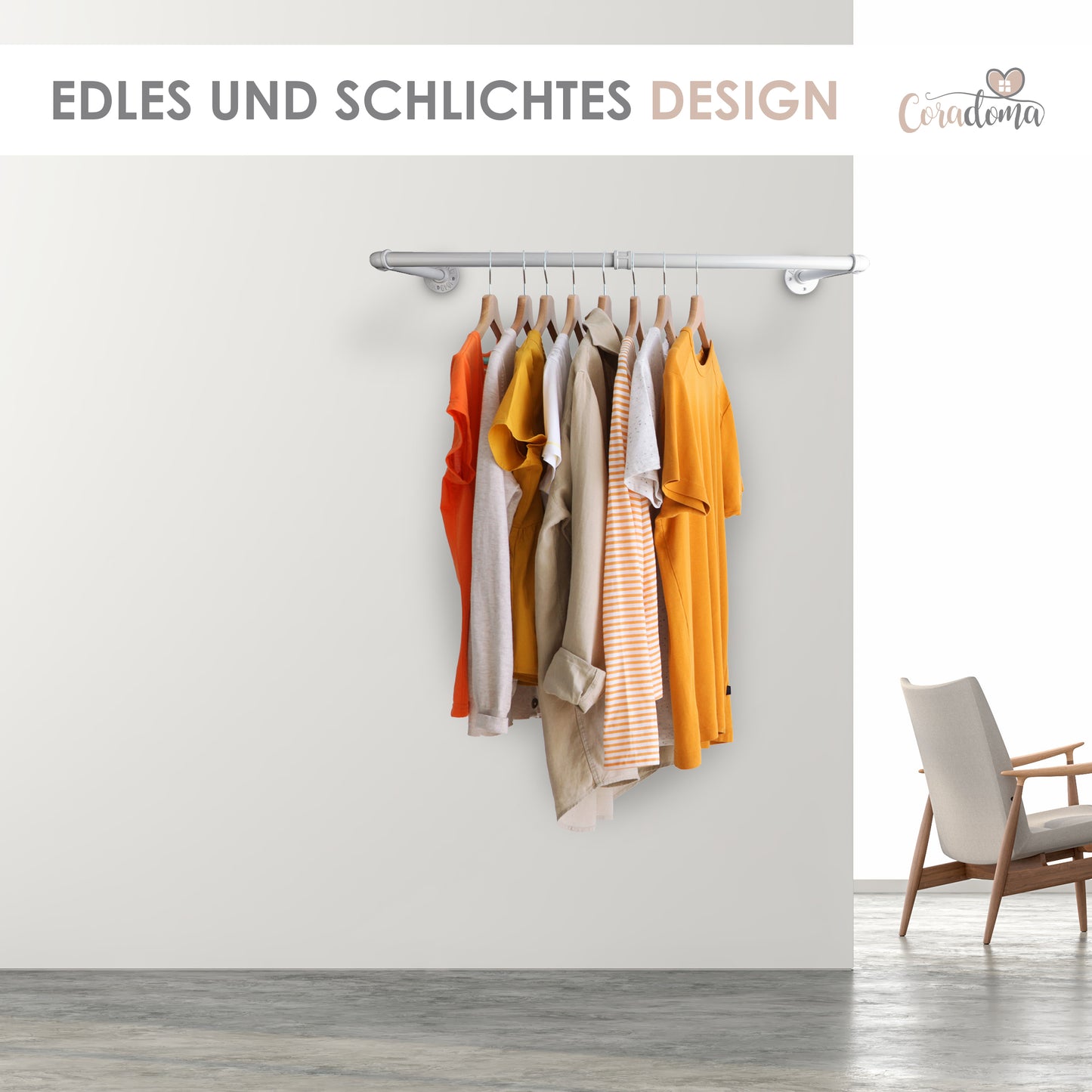 Coradoma® Kleiderständer für die Wand, Kleiderstange Wandgarderobe 97x25x8,5 cm