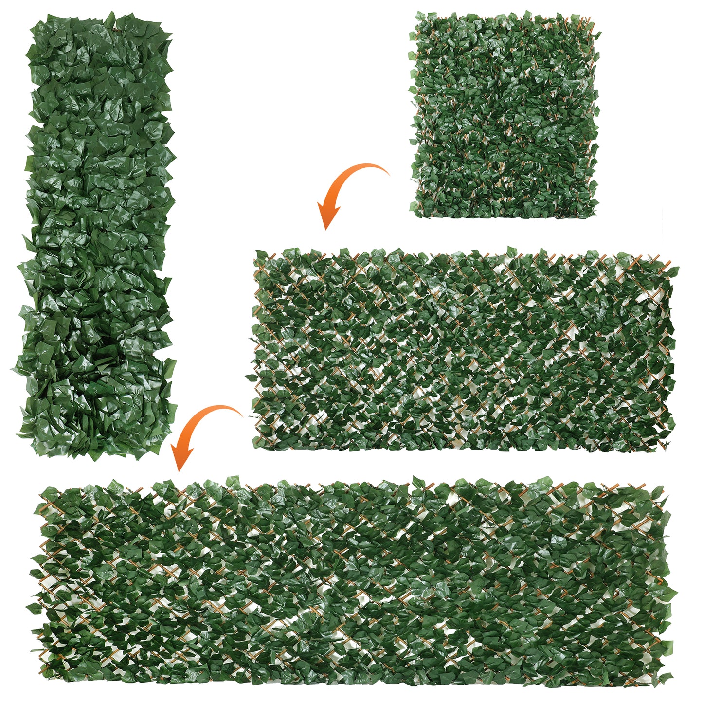 Coradoma® Gitterzaun aus Weide mit künstlichem Blattwerk – 100x200cm ausziehbarer Sichtschutz Deko
