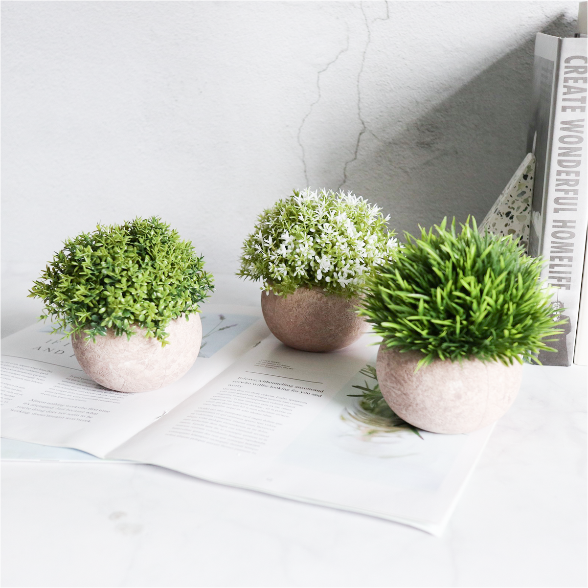 Coradoma® Künstliche Pflanzen 3er Set im Topf