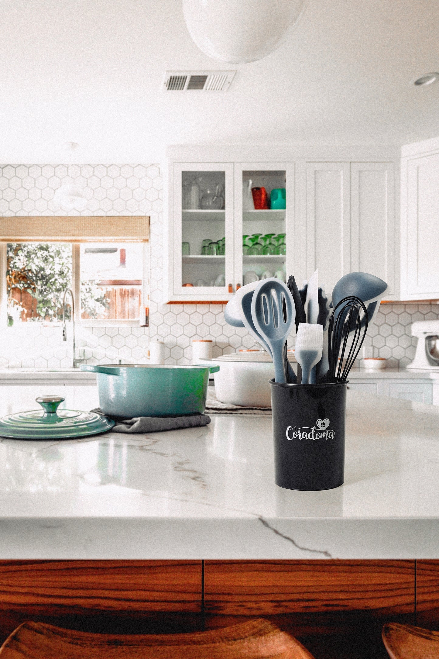 Coradoma® Silikon Geschirrset Küche | Küchenutensilien 12-teiliges Küchenhelfer Set, Kochbesteck