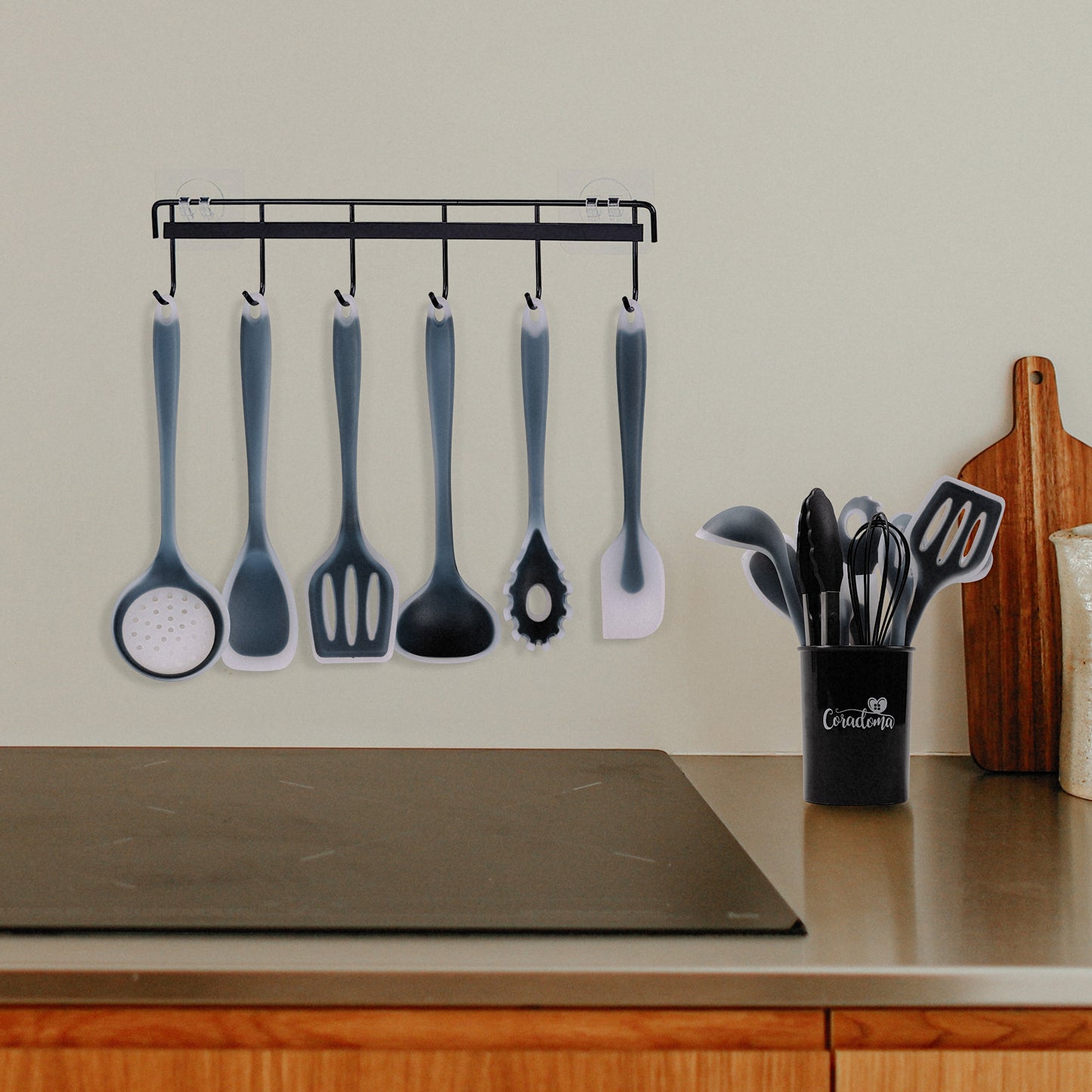 Coradoma® Silikon Geschirrset Küche | Küchenutensilien 12-teiliges Küchenhelfer Set, Kochbesteck