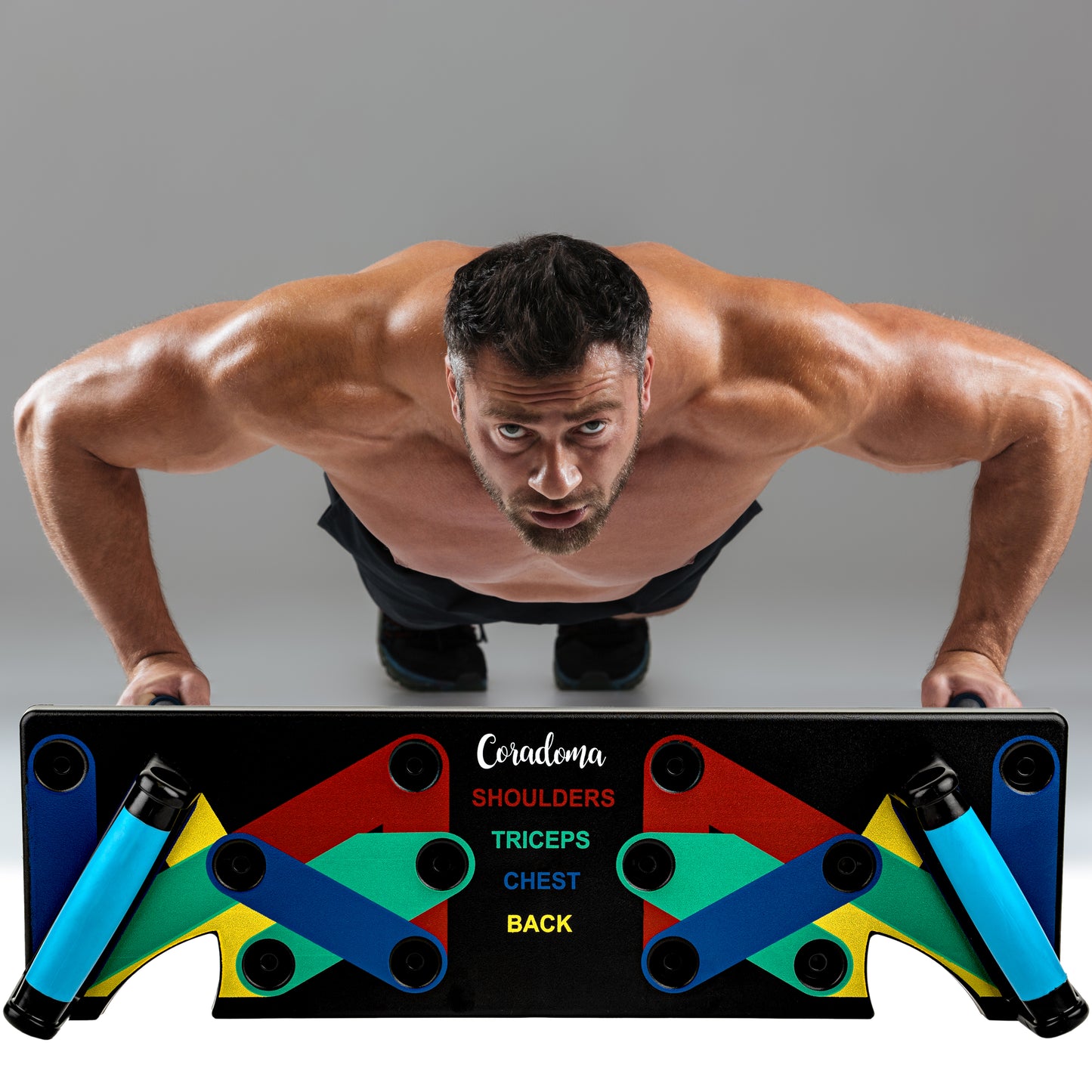 Coradoma® Push Up Rack Board 9in1 Liegestützbrett | Farbcodierte Liegestützgriffe