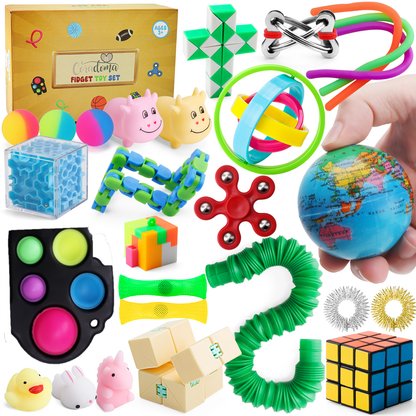 Coradoma® Fidget Toys Set 27 Stück Anti Stress Spielzeug Sensorik | Geschenkbox für Kinder und Erwachsene