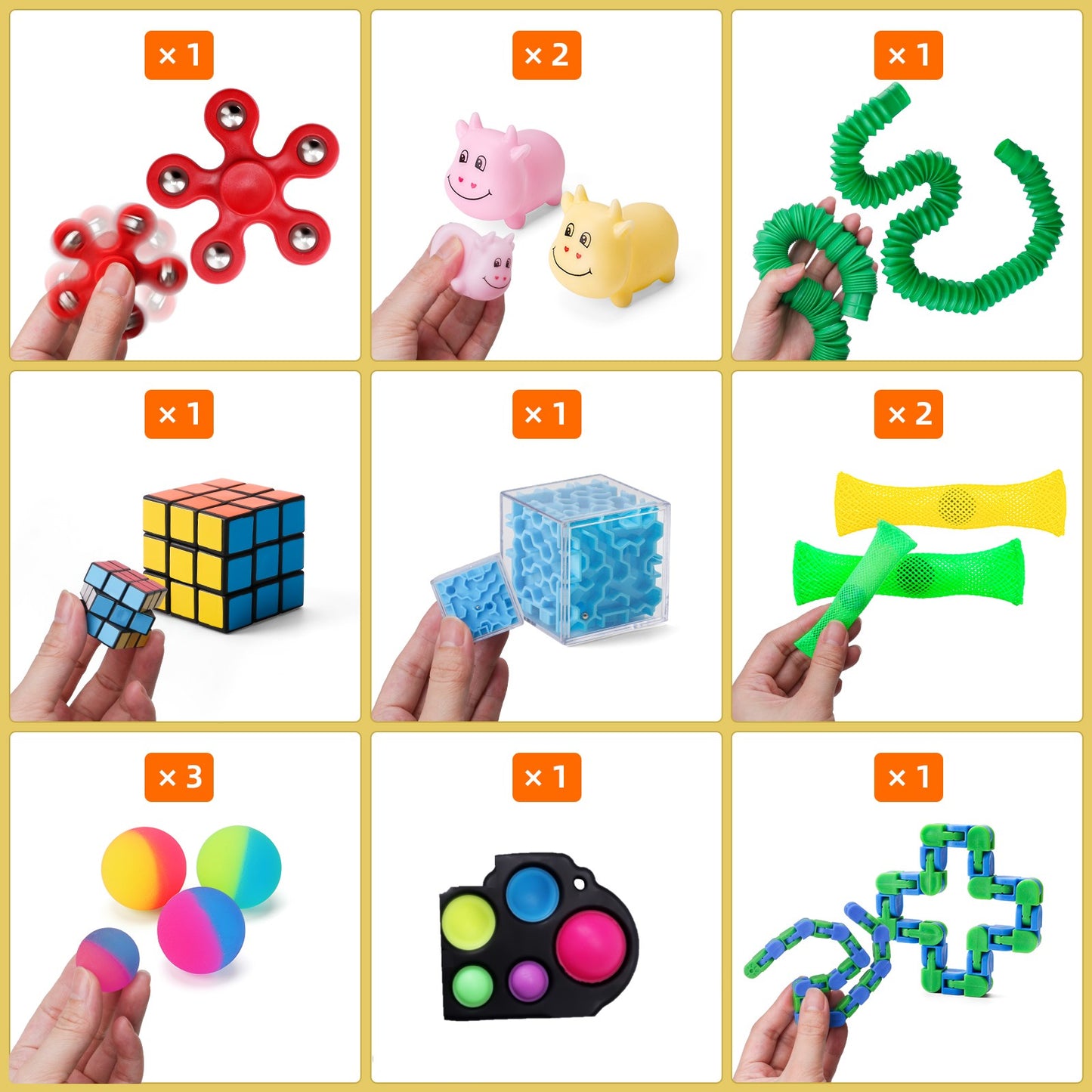 Coradoma® Fidget Toys Set 27 Stück Anti Stress Spielzeug Sensorik | Geschenkbox für Kinder und Erwachsene