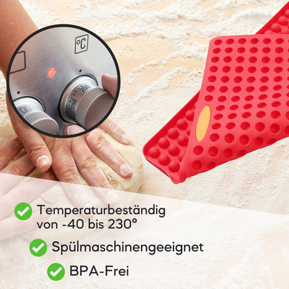 Coradoma® Silikon Backform für Hundekekse 1cm Backmatte mit Teigschaber inkl. Rezepten und Stoffbeutel