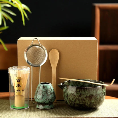 Coradoma® Matcha Tee Set – 7-teiliges Japanisches Bambus Ceremonial Set