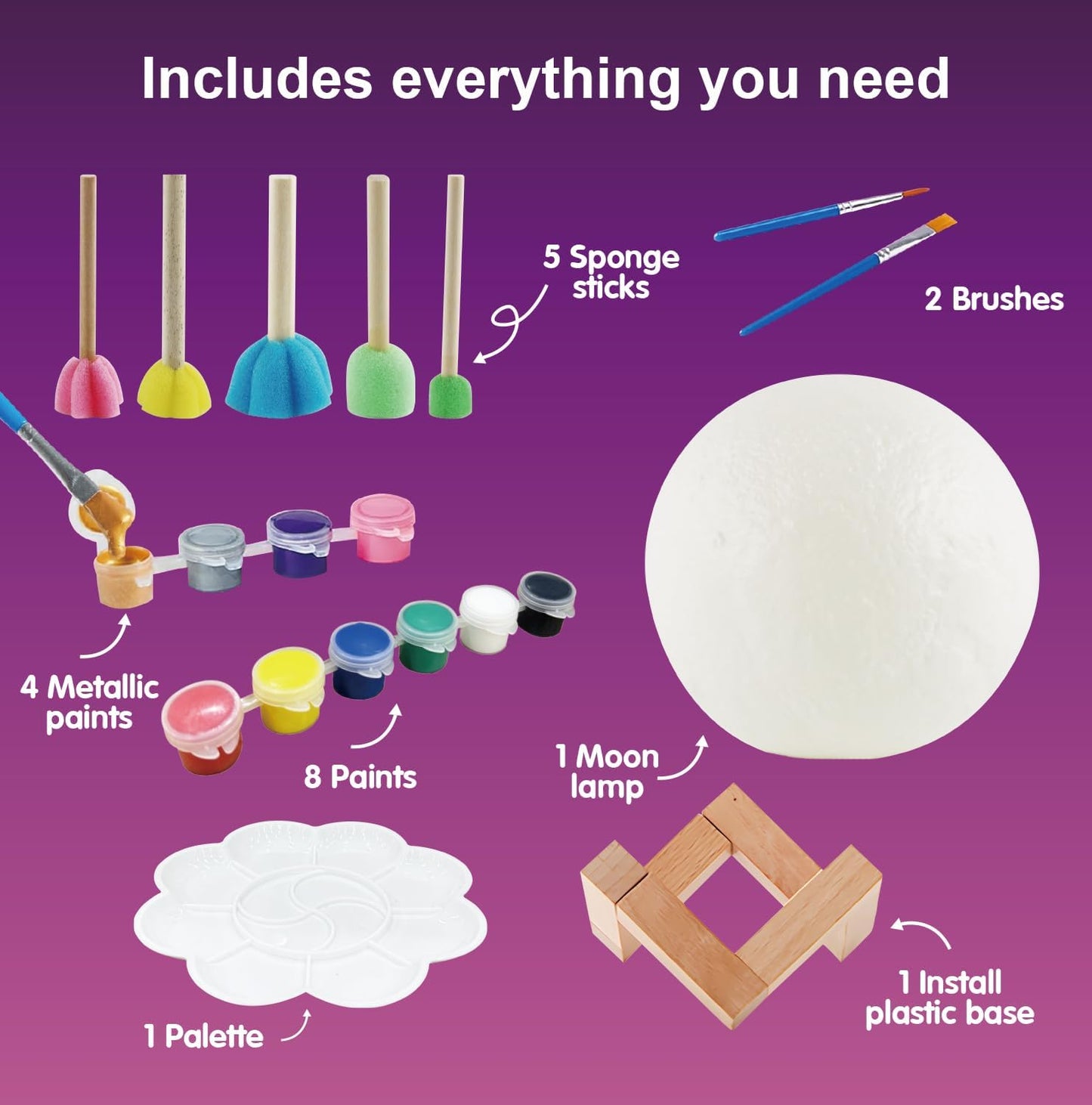 Coradoma® DIY 3D Mondlampe zum Bemalen – Kreatives Bastelset für Kinder