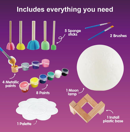 Coradoma® DIY 3D Mondlampe zum Bemalen – Kreatives Bastelset für Kinder