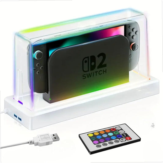 Coradoma® Acryl Schutzhülle mit LED – Case kompatibel mit Nintendo Switch 2