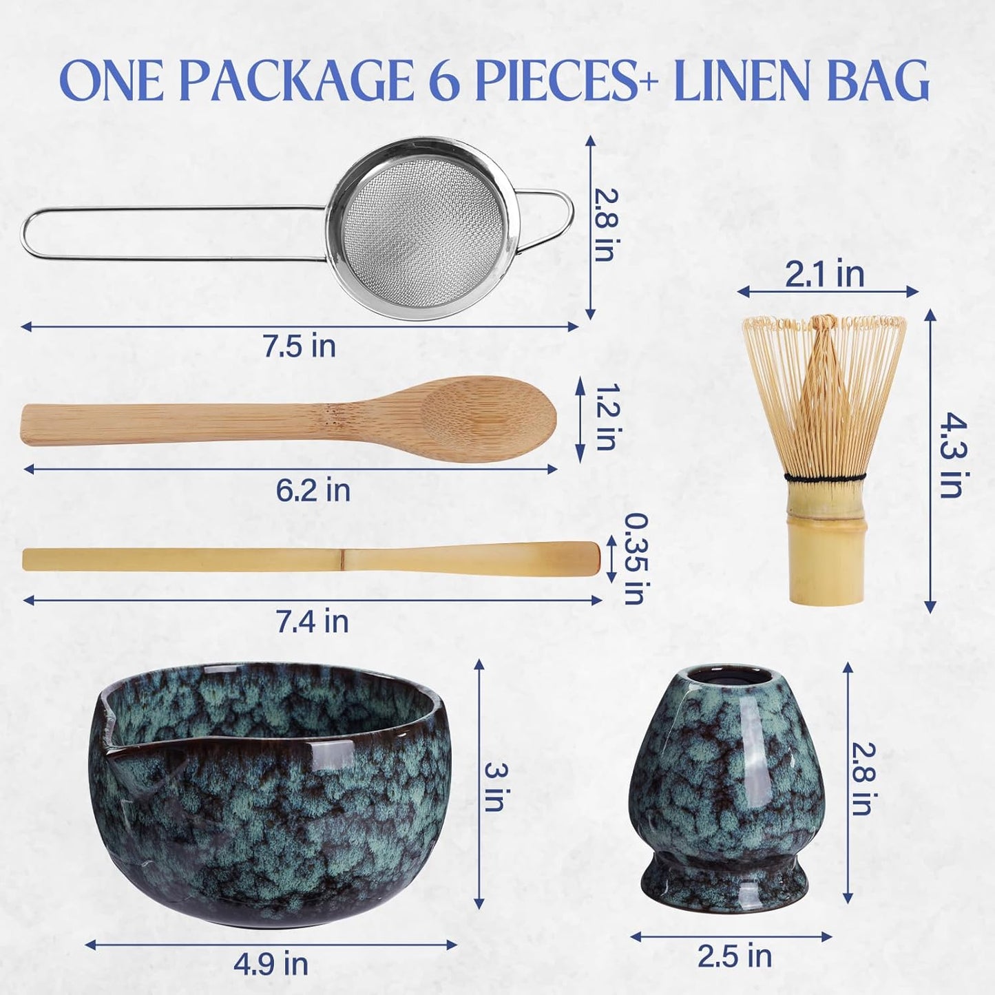 Coradoma® Matcha Tee Set – 7-teiliges Japanisches Bambus Ceremonial Set