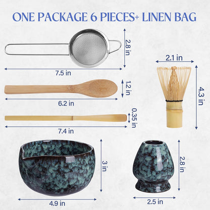 Coradoma® Matcha Tee Set – 7-teiliges Japanisches Bambus Ceremonial Set