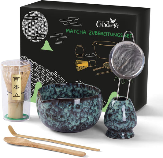 Coradoma® Matcha Tee Set – 7-teiliges Japanisches Bambus Ceremonial Set
