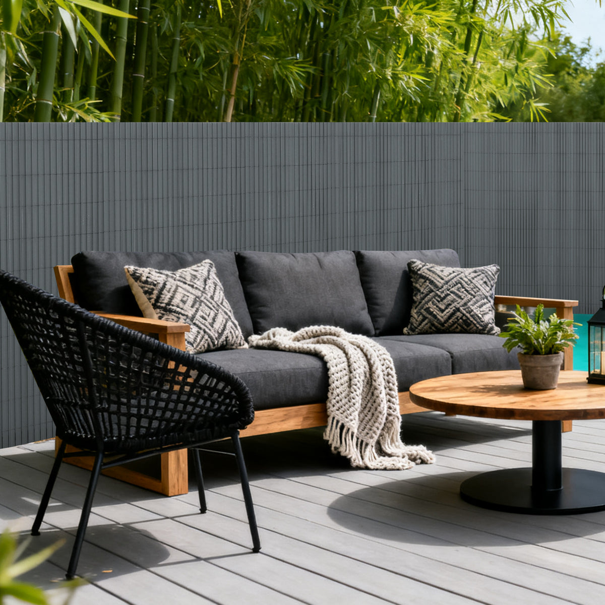 PVC Sichtschutzmatte Anthrazit 90-180cm Sichtschutzzaun für Balkon Garten