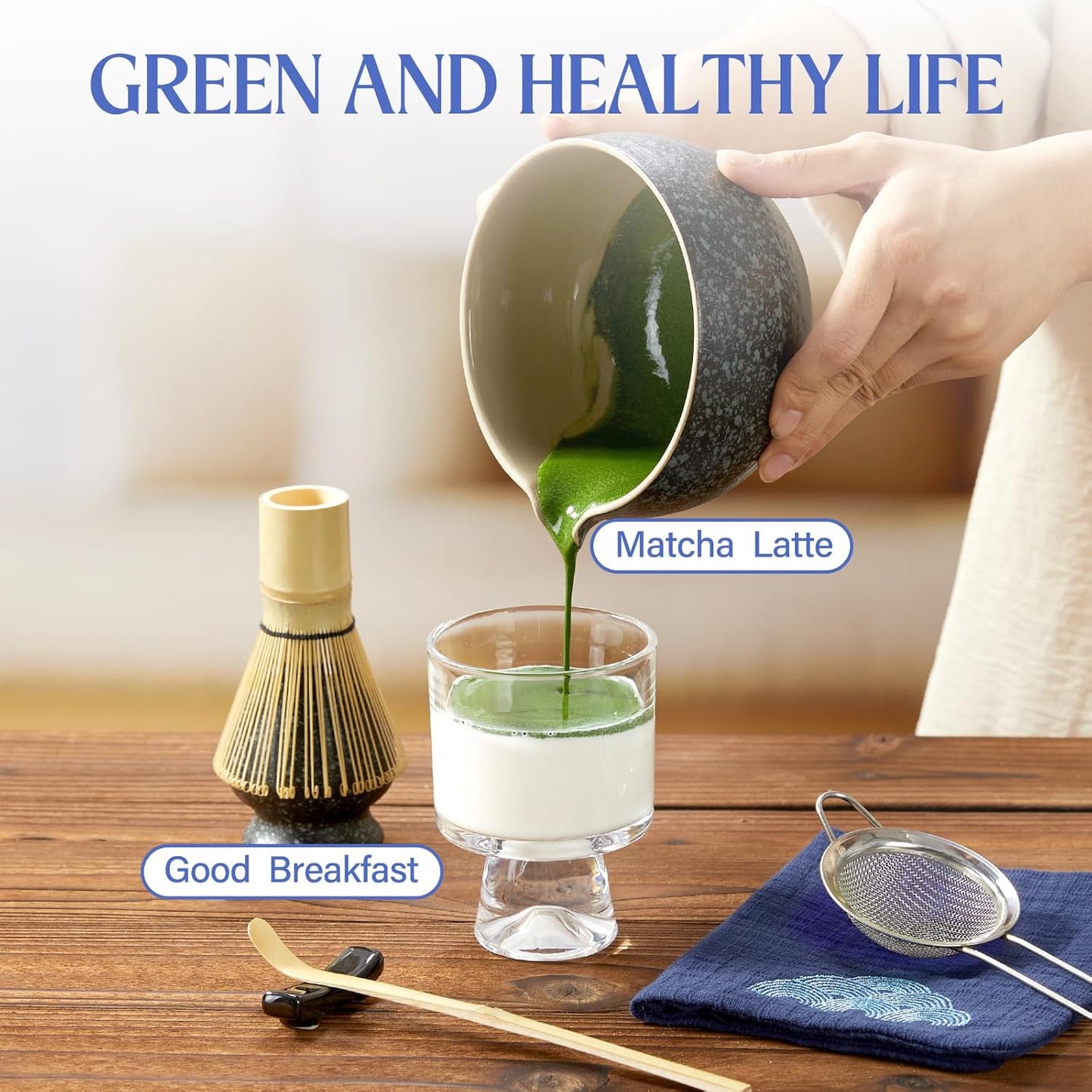 Coradoma® Matcha Tee Set – 7-teiliges Japanisches Bambus Ceremonial Set