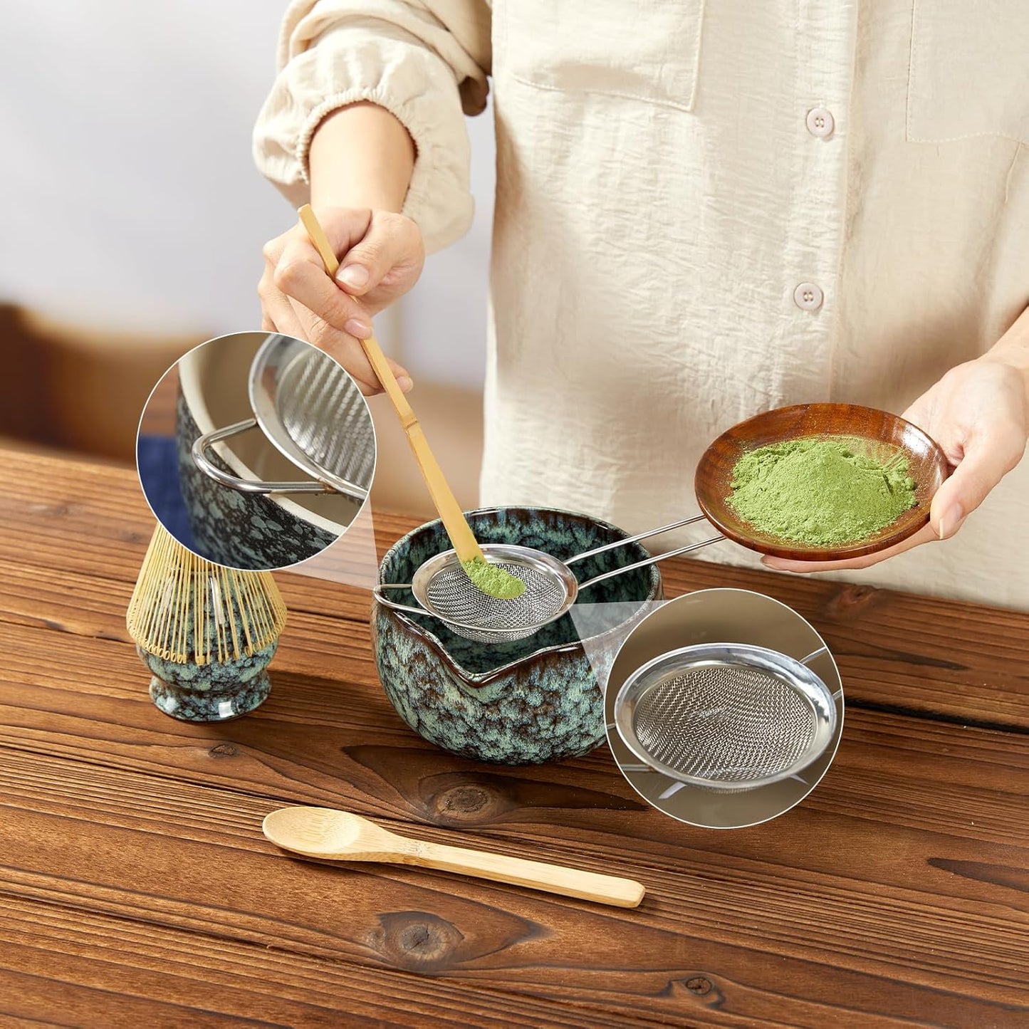Coradoma® Matcha Tee Set – 7-teiliges Japanisches Bambus Ceremonial Set