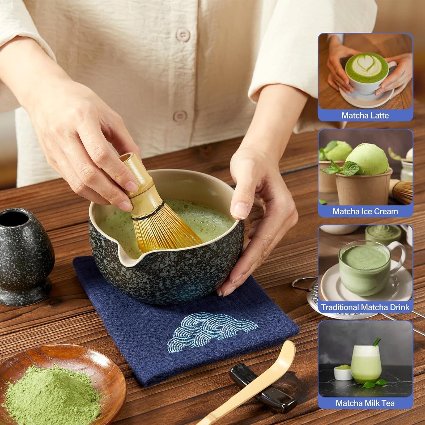 Coradoma® Matcha Tee Set – 7-teiliges Japanisches Bambus Ceremonial Set