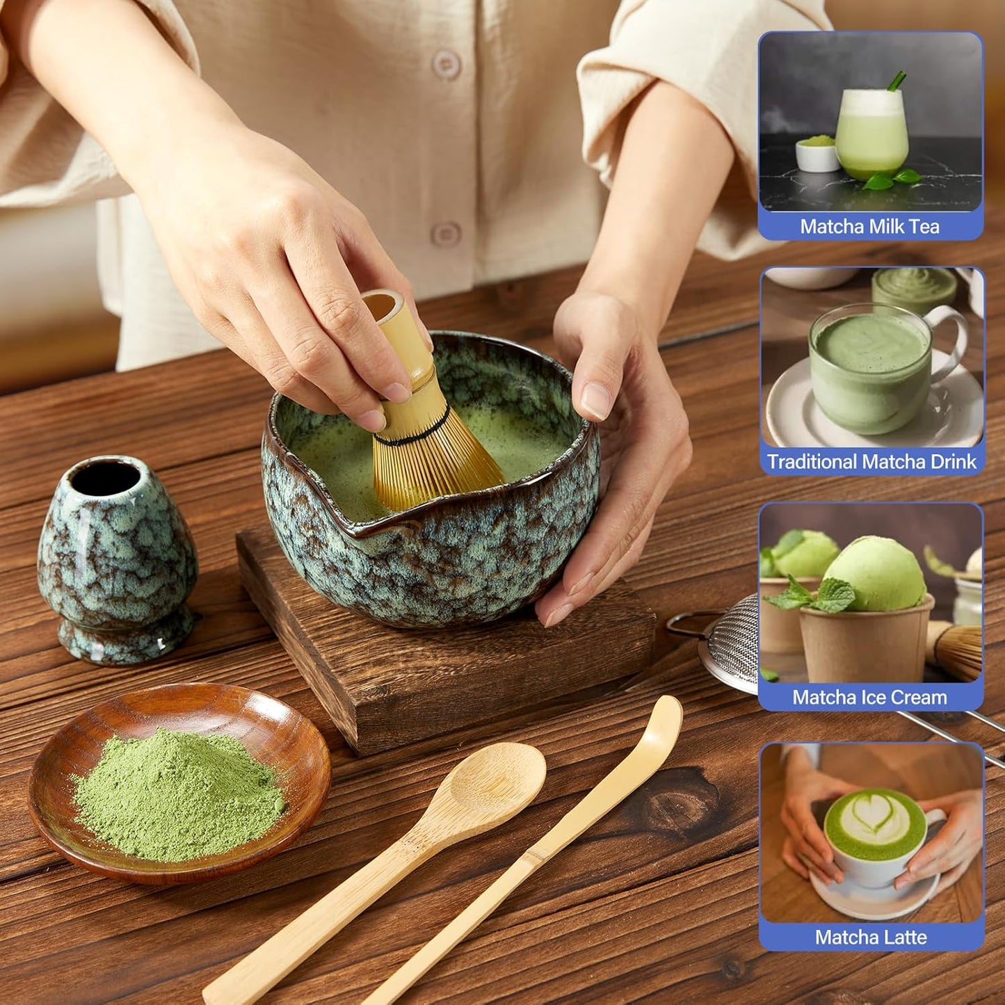 Coradoma® Matcha Tee Set – 7-teiliges Japanisches Bambus Ceremonial Set