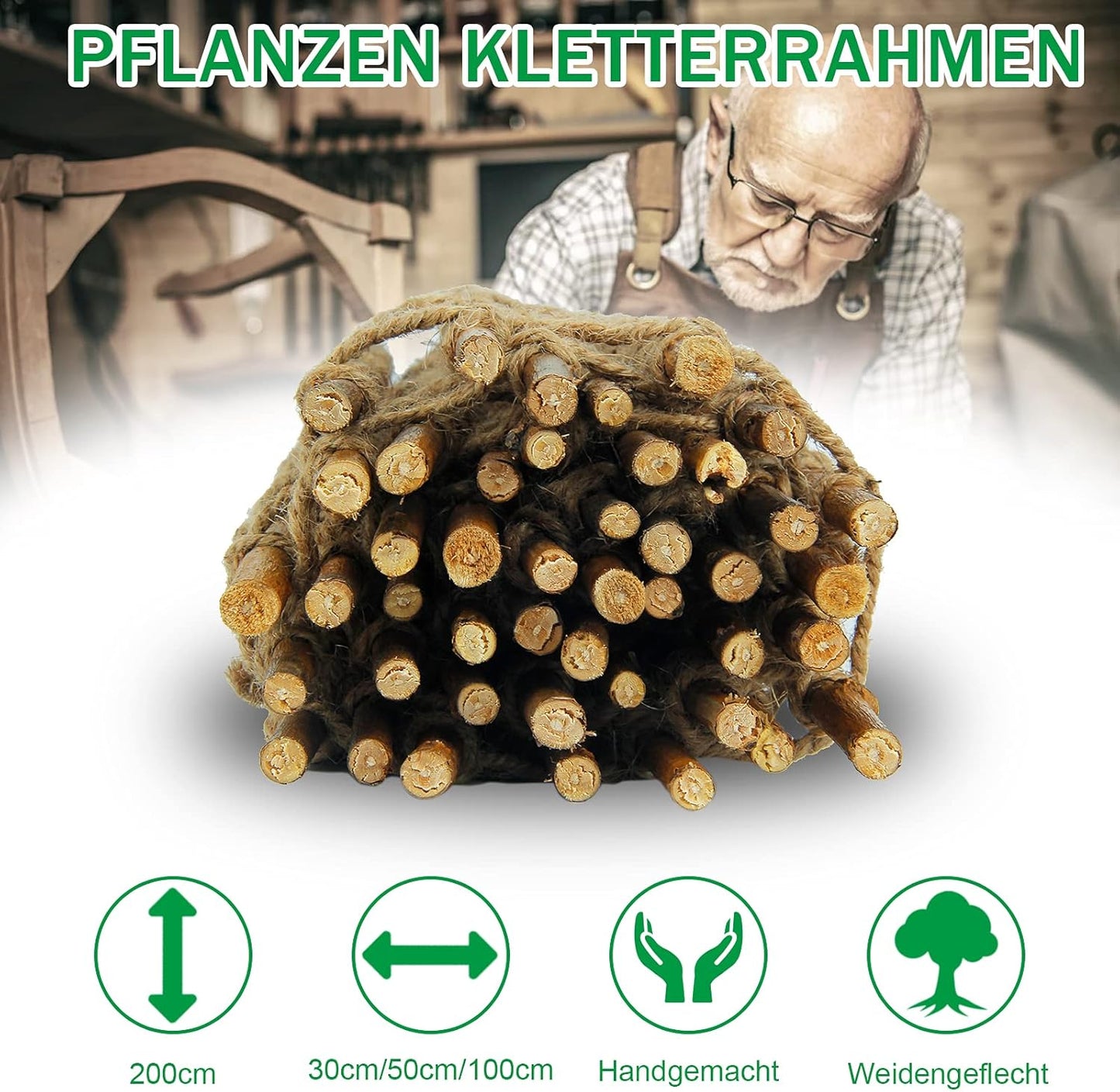 Coradoma® Rankhilfe aus Weide Rankgitter für Kletterpflanzen 30/50/100x200 cm
