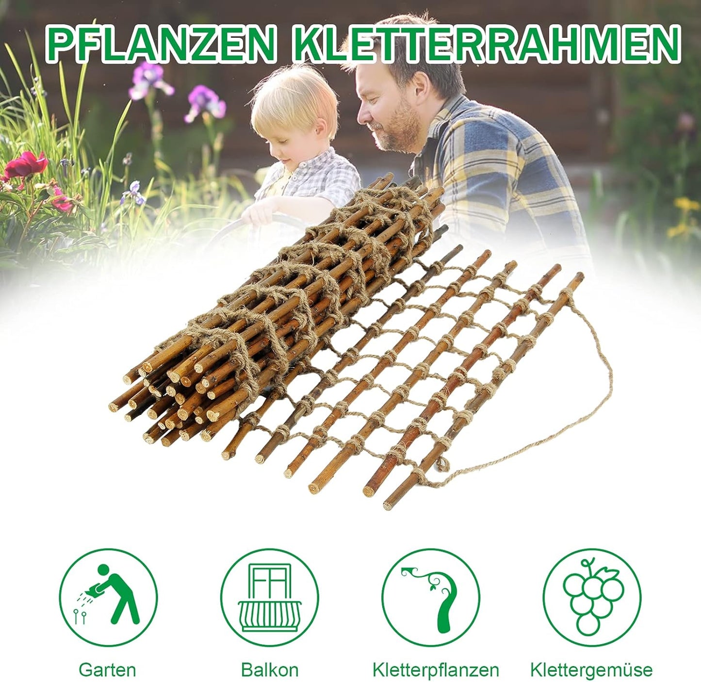 Coradoma® Rankhilfe aus Weide Rankgitter für Kletterpflanzen 30/50/100x200 cm