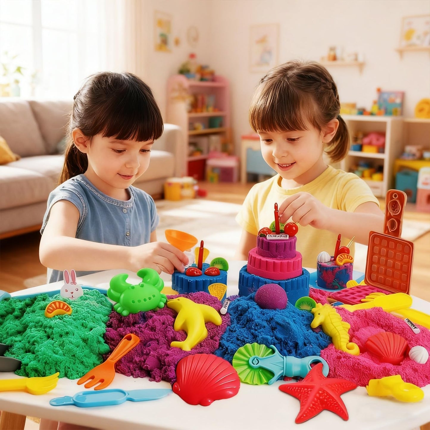 Coradoma® Kinetischer Sand & Ice Cream Set – Sensorik Spielzeug mit Zubehör