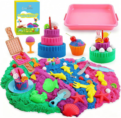 Coradoma® Kinetischer Sand & Ice Cream Set – Sensorik Spielzeug mit Zubehör