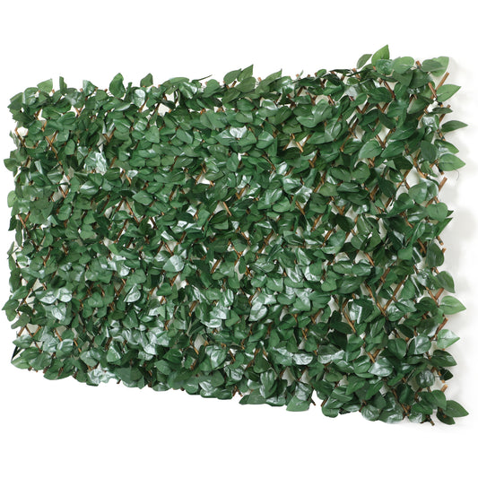 Coradoma® Gitterzaun aus Weide mit künstlichem Blattwerk – 100x200cm ausziehbarer Sichtschutz Deko