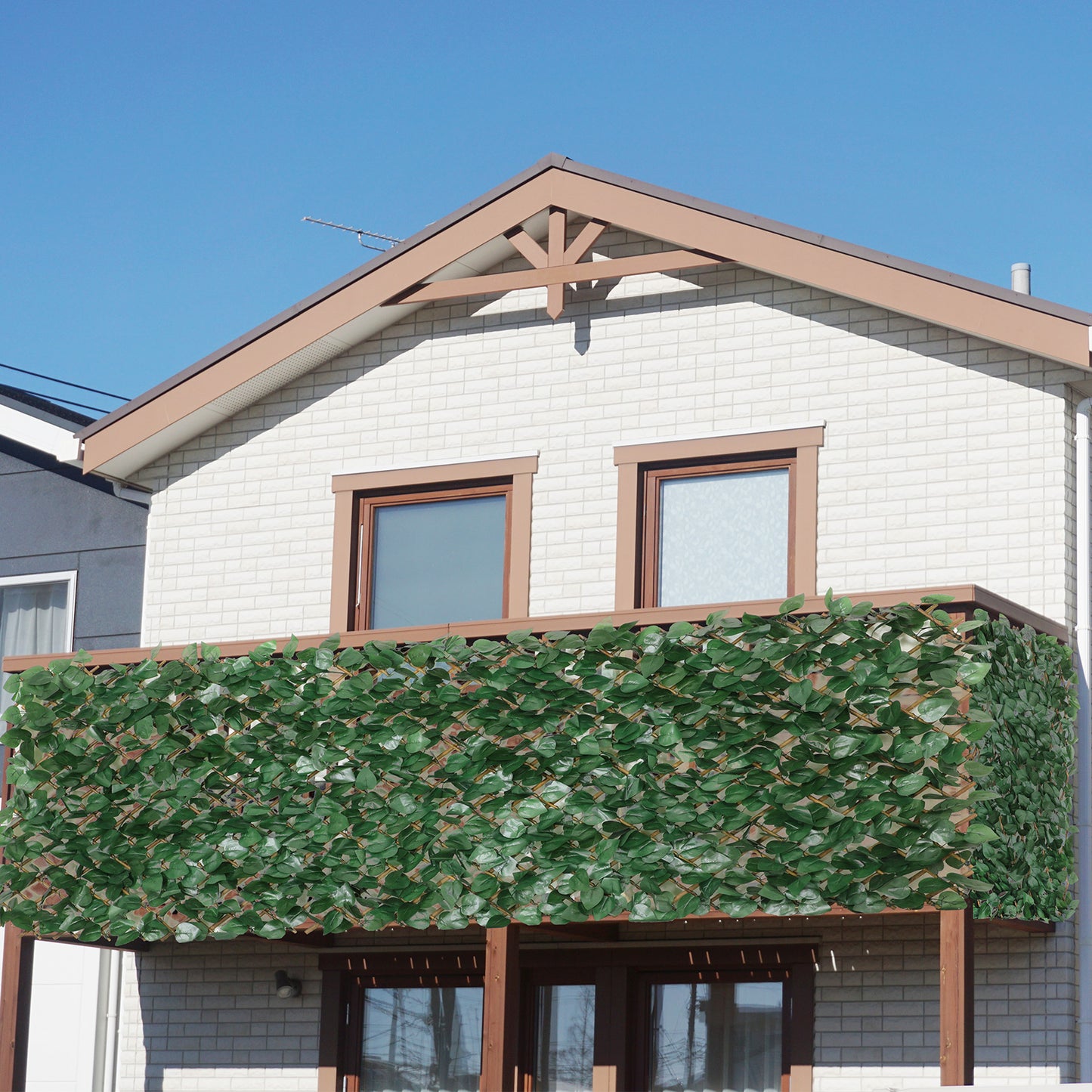 Coradoma® Gitterzaun aus Weide mit künstlichem Blattwerk – 100x200cm ausziehbarer Sichtschutz Deko
