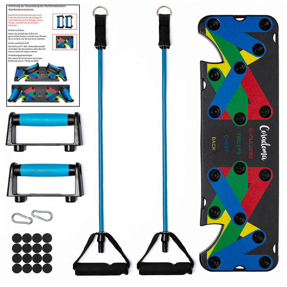 Coradoma® Push Up Rack Board 9in1 Liegestützbrett | Farbcodierte Liegestützgriffe