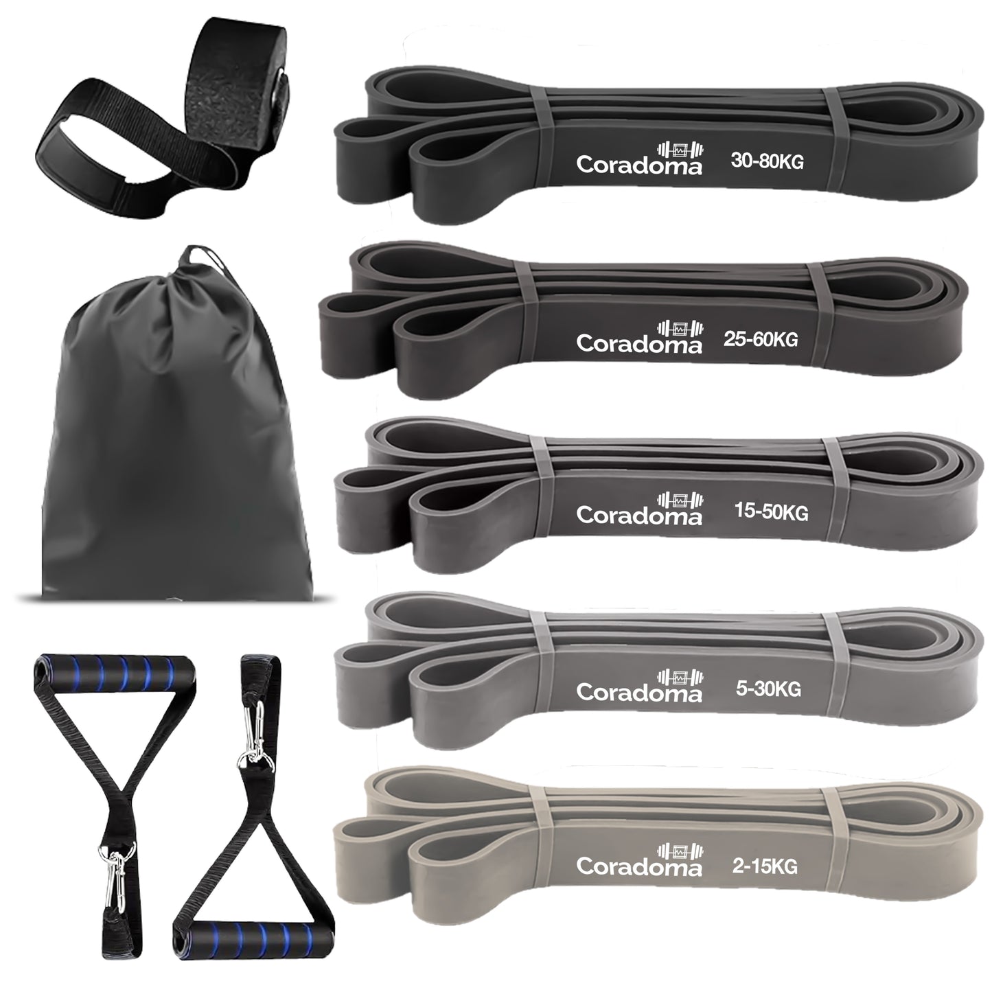Coradoma® Widerstandsbänder Fitnessbänder Set für Pull Ups Klimmzugband
