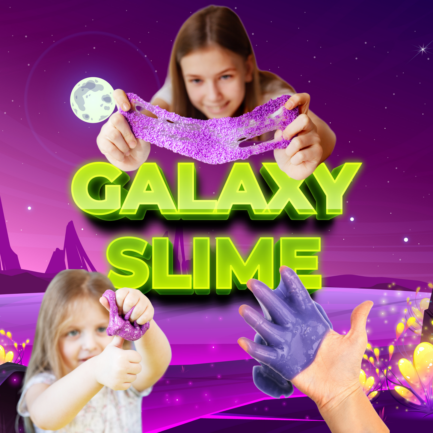 Coradoma® Galaxy Slime Kit DIY, Galaxie Schleim Set für Kinder mit Leuchtpulver