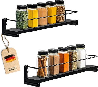 gewürzgläser aufbewahrung Coradoma® Gewürzregal Schwarz 2er Set für Gewürzgläser 40x9cm Küchenre