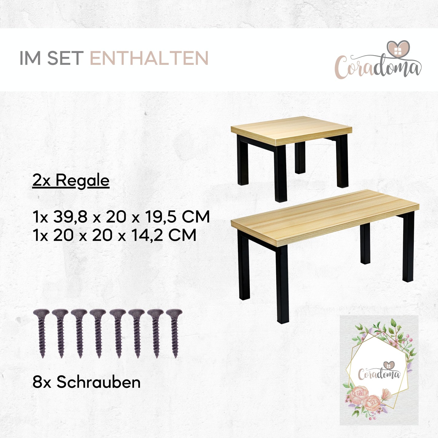 Coradoma® Gewürzregal 2er Set Küchenregal aus Holz - Stapelbar Küchenorganizer für Gewürze Aufbewahrung