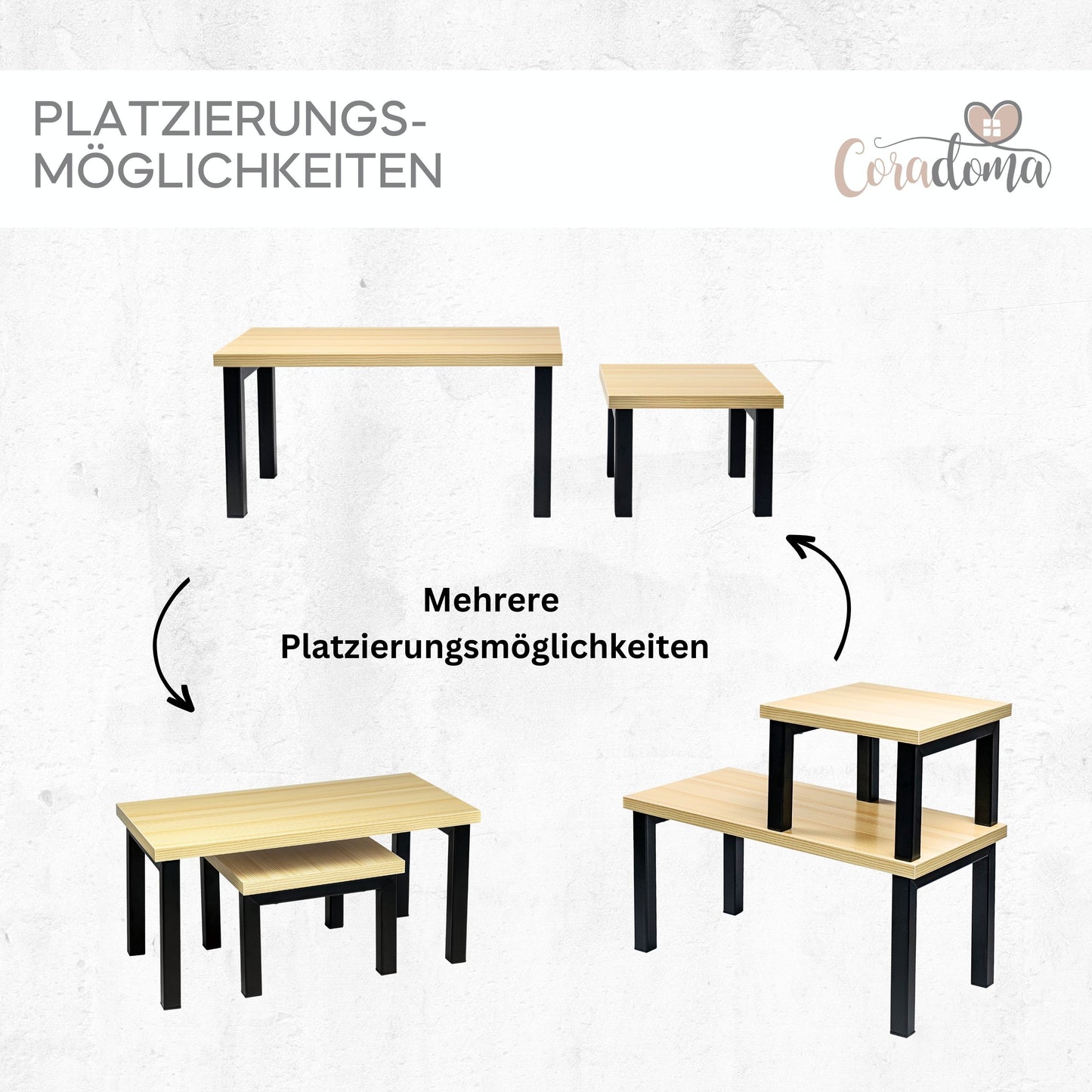 Coradoma® Gewürzregal 2er Set Küchenregal aus Holz - Stapelbar Küchenorganizer für Gewürze Aufbewahrung