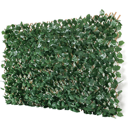 Coradoma® Gitterzaun aus Weide mit künstlichem Blattwerk – 100x200cm ausziehbarer Sichtschutz Deko