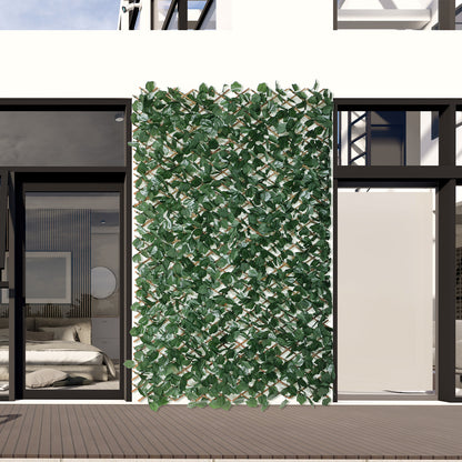 Coradoma® Gitterzaun aus Weide mit künstlichem Blattwerk – 100x200cm ausziehbarer Sichtschutz Deko
