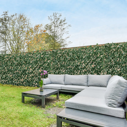 Coradoma® Gitterzaun aus Weide mit künstlichem Blattwerk – 100x200cm ausziehbarer Sichtschutz Deko