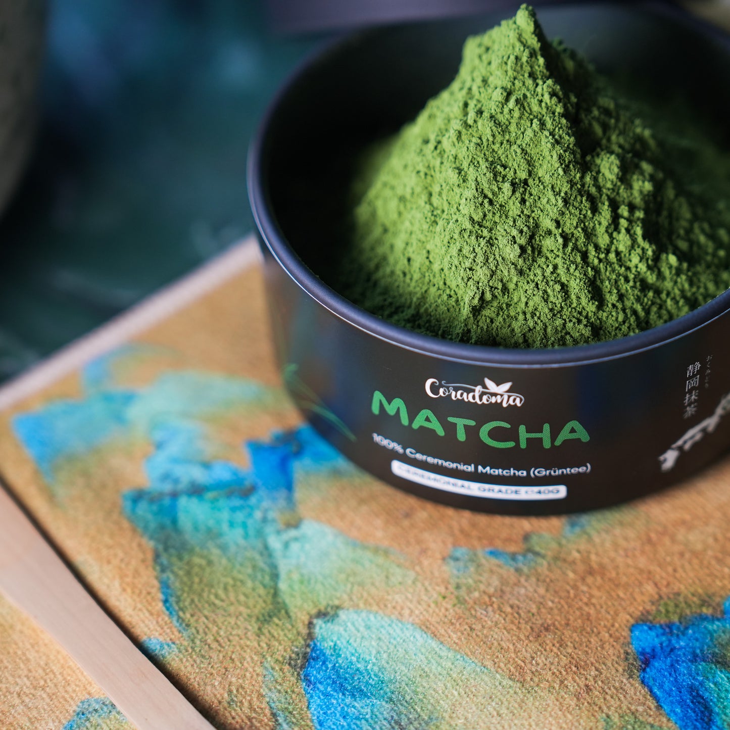 Coradoma® Ceremonial Grade Matcha – Reines Matcha-Pulver aus Japan Shizuoka erste Ernte – 40g Dose / 100g Beutel