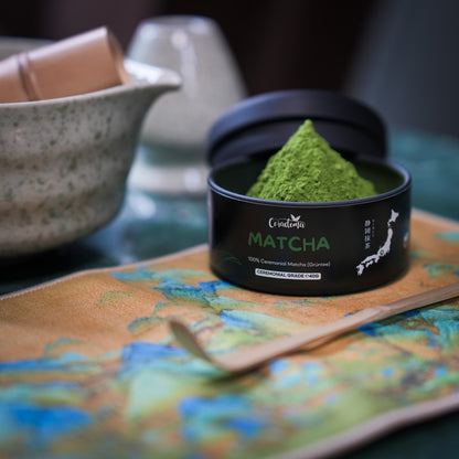 Coradoma® Ceremonial Grade Matcha – Reines Matcha-Pulver aus Japan Shizuoka erste Ernte – 40g Dose / 100g Beutel
