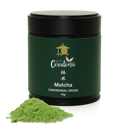 Coradoma® Ceremonial Grade Matcha – Reines Matcha-Pulver aus Japan Uji Kyoto – 40g Dose / 100g Beutel