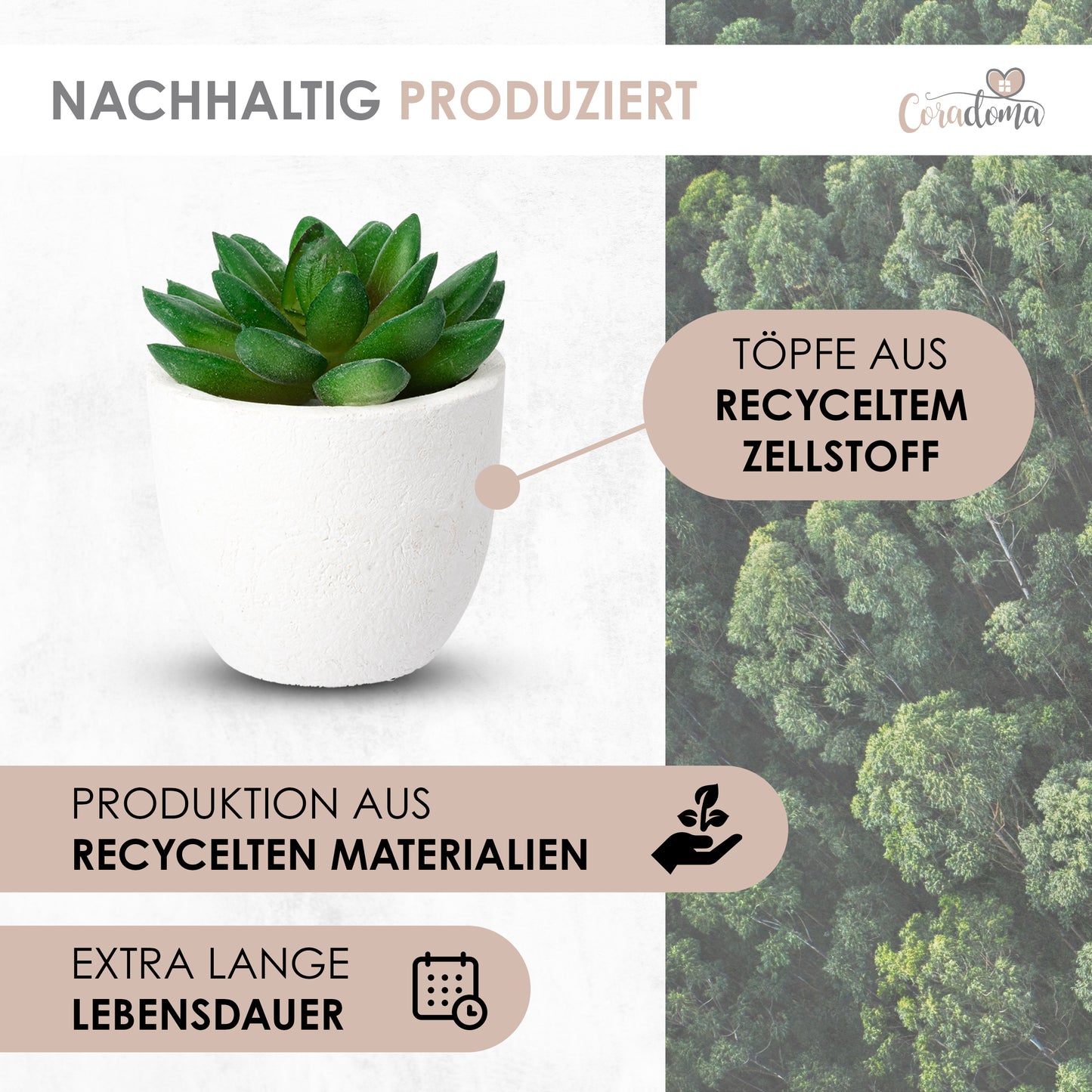 Coradoma® Künstliche Pflanzen Mini Topf, 3er Set / 4er Set Kunstblumen Dekoration