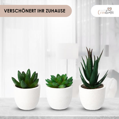 Coradoma® Künstliche Pflanzen Mini Topf, 3er Set / 4er Set Kunstblumen Dekoration