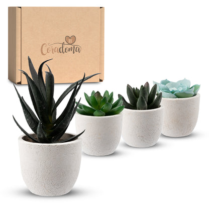 Coradoma® Künstliche Pflanzen Mini Topf, 3er Set / 4er Set Kunstblumen Dekoration