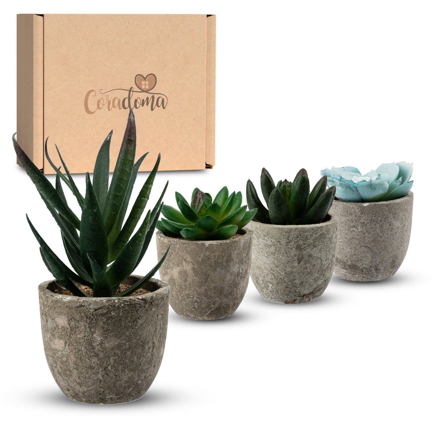 Coradoma® Künstliche Pflanzen Mini Topf, 3er Set / 4er Set Kunstblumen Dekoration