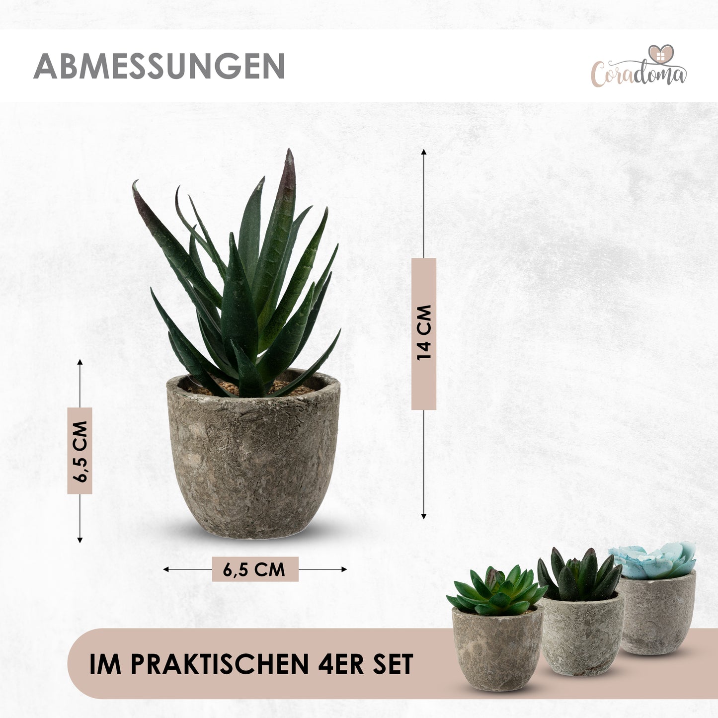 Coradoma® Künstliche Pflanzen Mini Topf, 3er Set / 4er Set Kunstblumen Dekoration